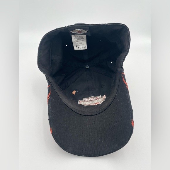 Harley Davidson Baseball Hat Black and Orange Flame W/ Logo Adult Size Small - Picture 4 of 6